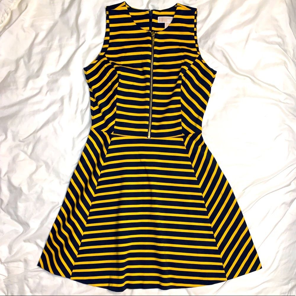 Michael Michael Kors Striped Front Zip Ponte Dress